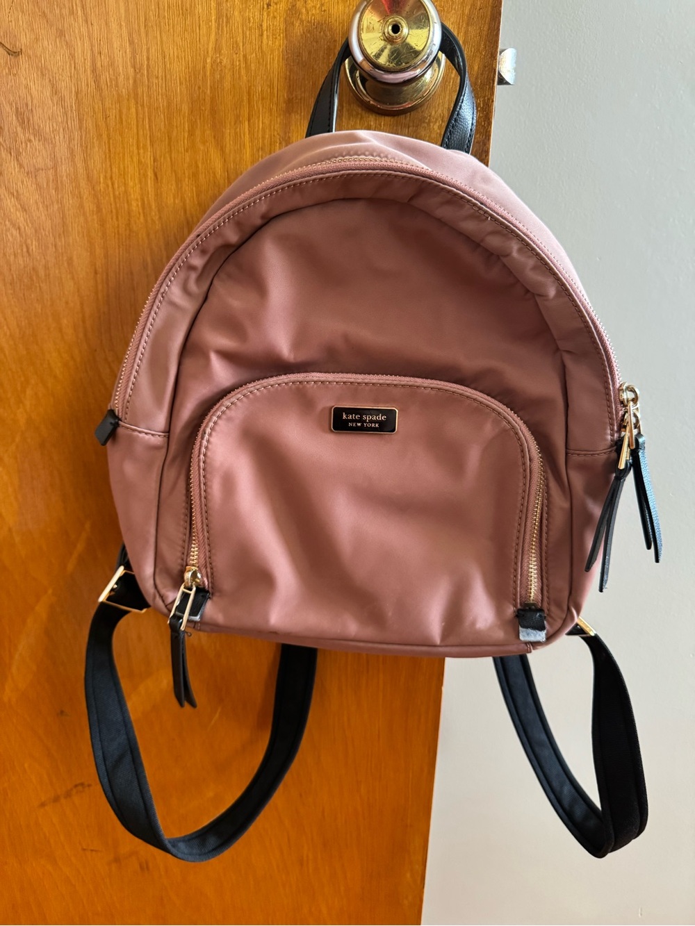 kate spade Dusty Rose Nylon Mini Backpack with Black Straps